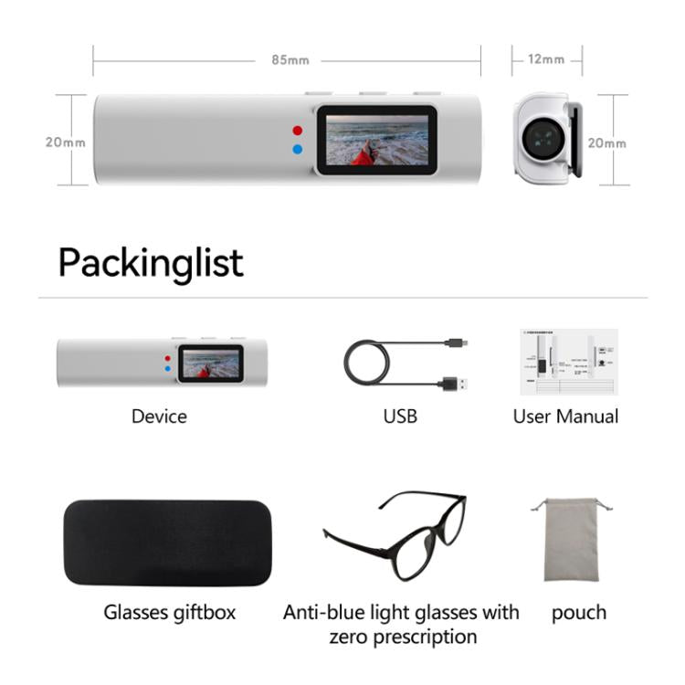 HD 2.7K FPV Eyeglasses Camera 0.96 inch IPS Color Screen Convenient Shooting HD 2.7K FPV Eyeglasses Camera 0.96 inch IPS Color Screen Convenient Shooting
